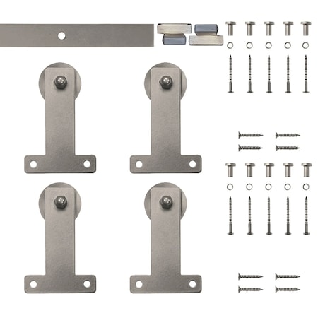 Quiet Glide Soft Close 72" Satin Nickel Front Mini Double Barn Door Hardware NT.1310.04.SN-72-2-SC